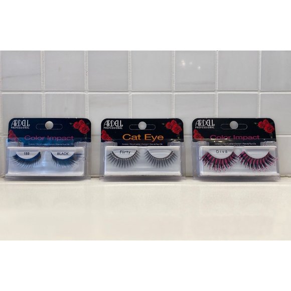 Ardell False Eyelashes 3 Pack Blue, Pink, Black - Picture 1 of 5